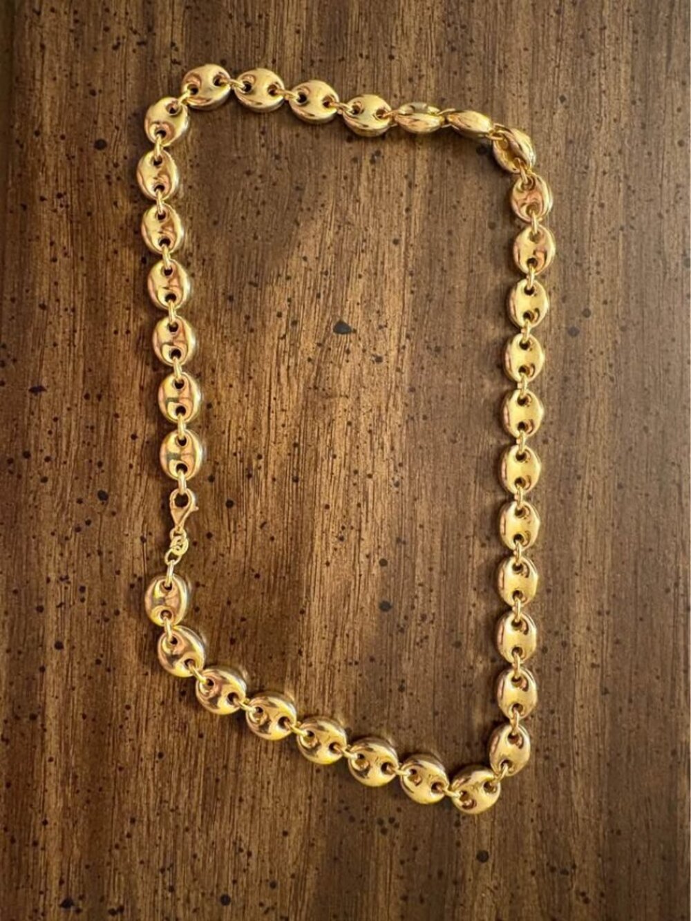 Gold-Over 925 Sterling Silver Puffed Mariner Necklace 10.2mm 18in